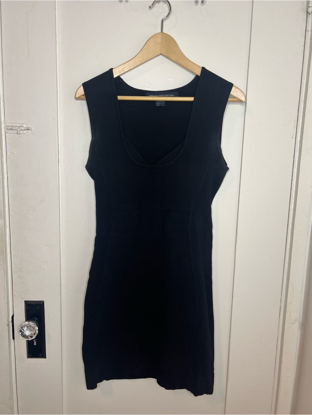 French Connection Black Ribbed Bodycon Dress